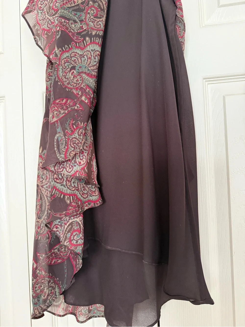 Chaps Paisley Skirt in Brown, Red, and Green size S - Picture 4 of 6